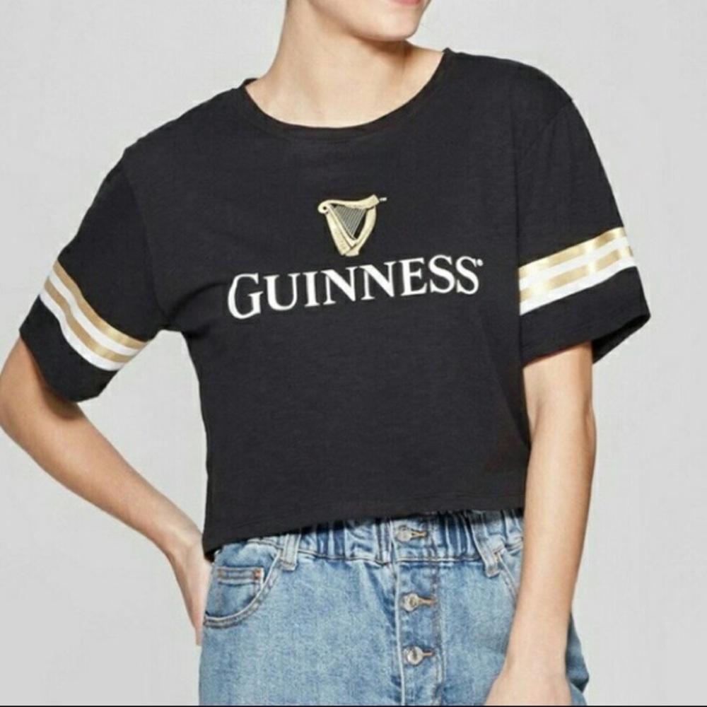 Guinness Black Short Sleeve Crop Top XS